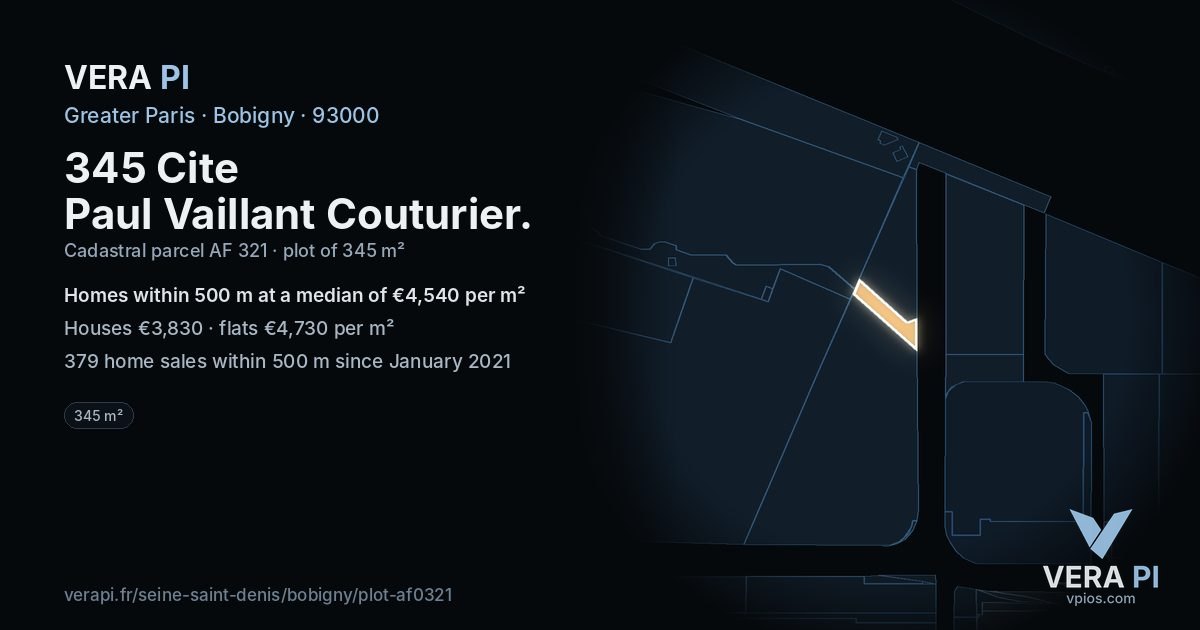 345 Cite Paul Vaillant Couturier, Bobigny at night – the plot lit, the parcels around coloured by the prices near them