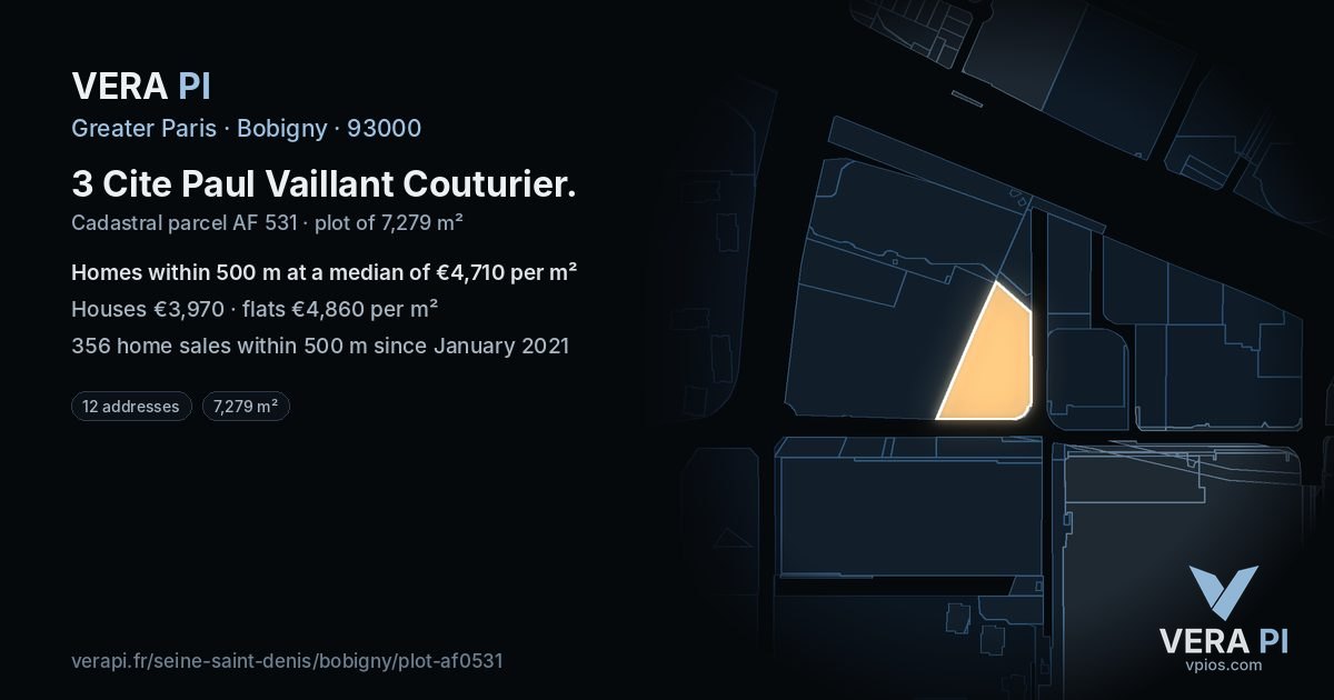 3 Cite Paul Vaillant Couturier, Bobigny at night – the plot lit, the parcels around coloured by the prices near them