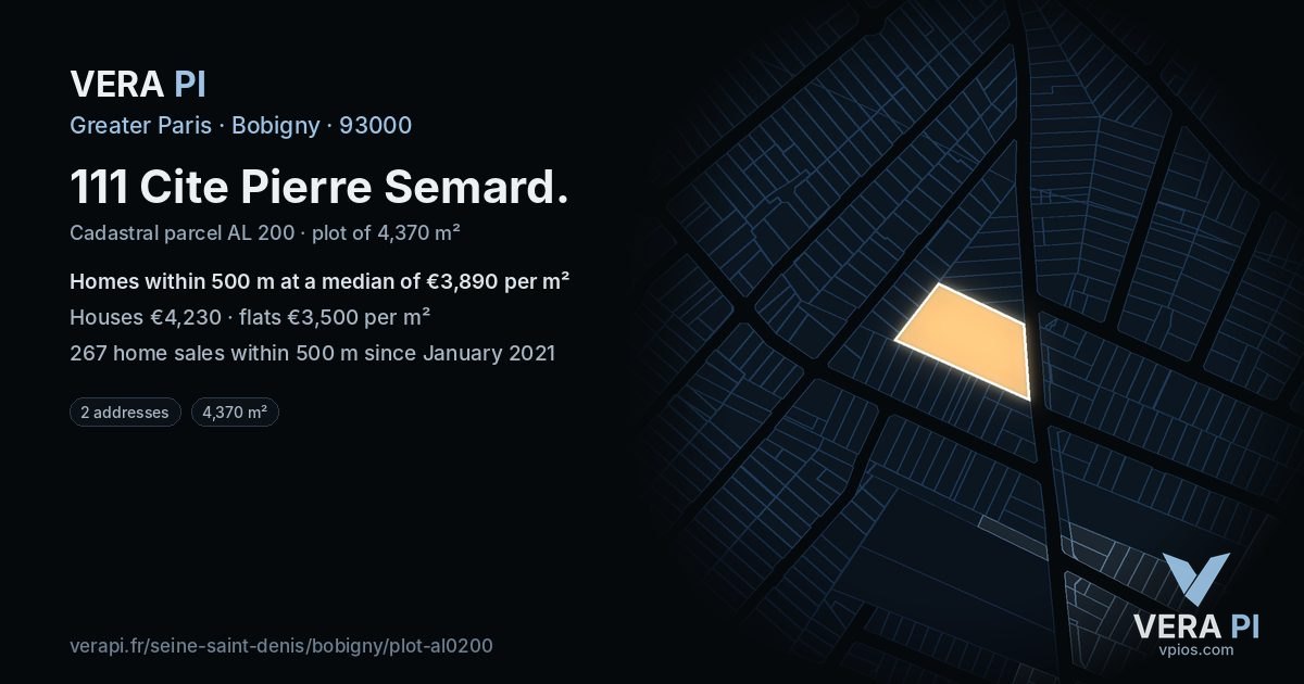 111 Cite Pierre Semard, Bobigny at night – the plot lit, the parcels around coloured by the prices near them