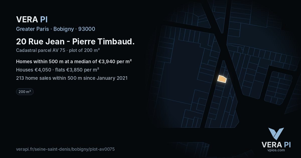 20 Rue Jean - Pierre Timbaud, Bobigny at night – the plot lit, the parcels around coloured by the prices near them
