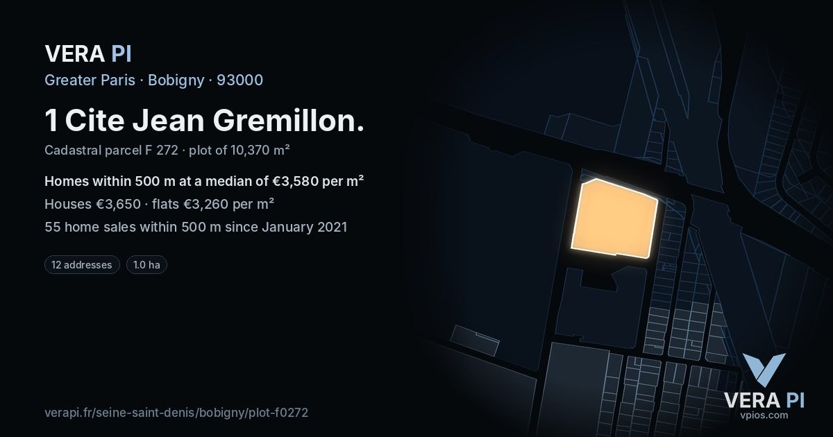 1 Cite Jean Gremillon, Bobigny at night – the plot lit, the parcels around coloured by the prices near them