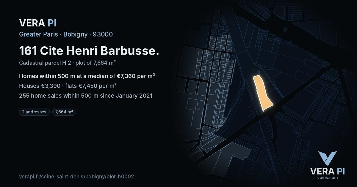 161 Cite Henri Barbusse, Bobigny at night – the plot lit, the parcels around coloured by the prices near them