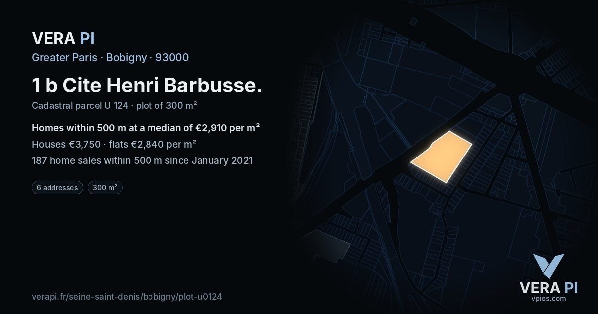 1 b Cite Henri Barbusse, Bobigny at night – the plot lit, the parcels around coloured by the prices near them