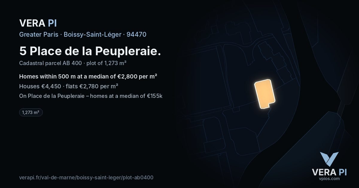 5 Place de la Peupleraie, Boissy-Saint-Léger at night – the plot lit, the parcels around coloured by the prices near them