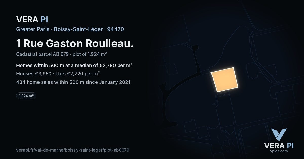 1 Rue Gaston Roulleau, Boissy-Saint-Léger at night – the plot lit, the parcels around coloured by the prices near them