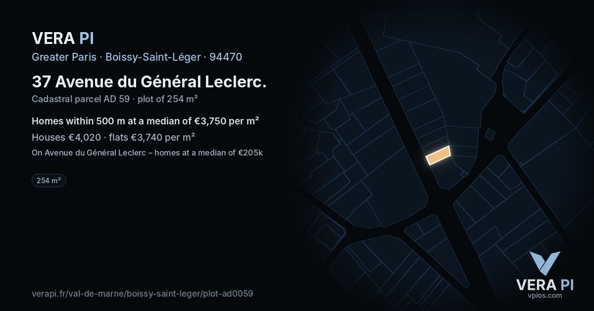 37 Avenue du Général Leclerc, Boissy-Saint-Léger at night – the plot lit, the parcels around coloured by the prices near them