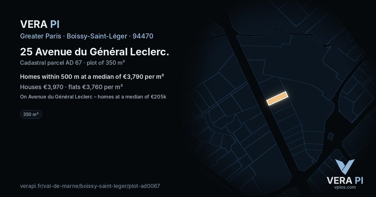 25 Avenue du Général Leclerc, Boissy-Saint-Léger at night – the plot lit, the parcels around coloured by the prices near them