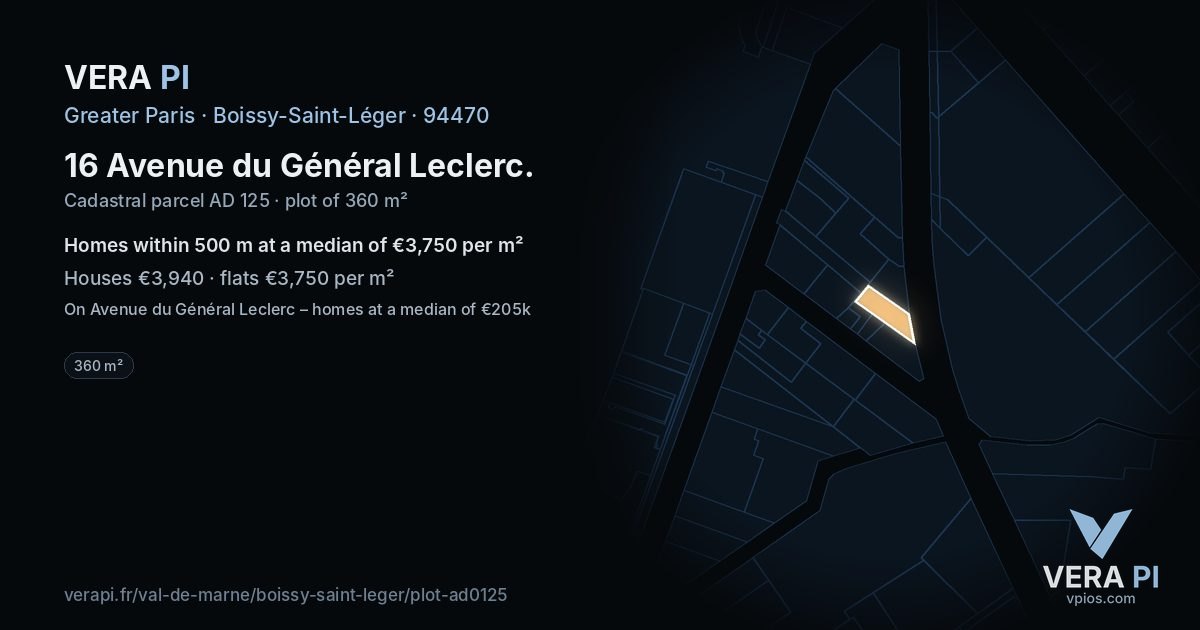 16 Avenue du Général Leclerc, Boissy-Saint-Léger at night – the plot lit, the parcels around coloured by the prices near them