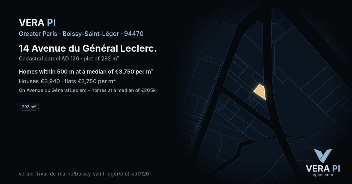 14 Avenue du Général Leclerc, Boissy-Saint-Léger at night – the plot lit, the parcels around coloured by the prices near them