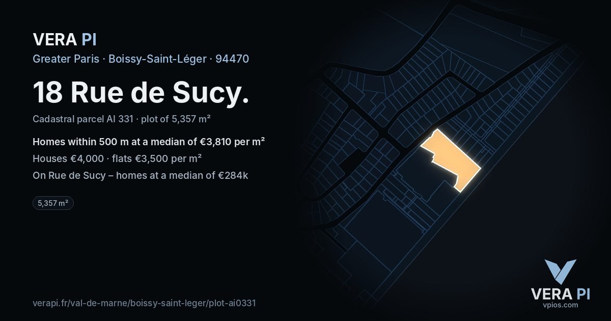 18 Rue de Sucy, Boissy-Saint-Léger at night – the plot lit, the parcels around coloured by the prices near them