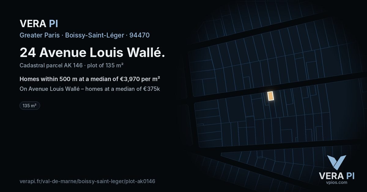24 Avenue Louis Wallé, Boissy-Saint-Léger at night – the plot lit, the parcels around coloured by the prices near them