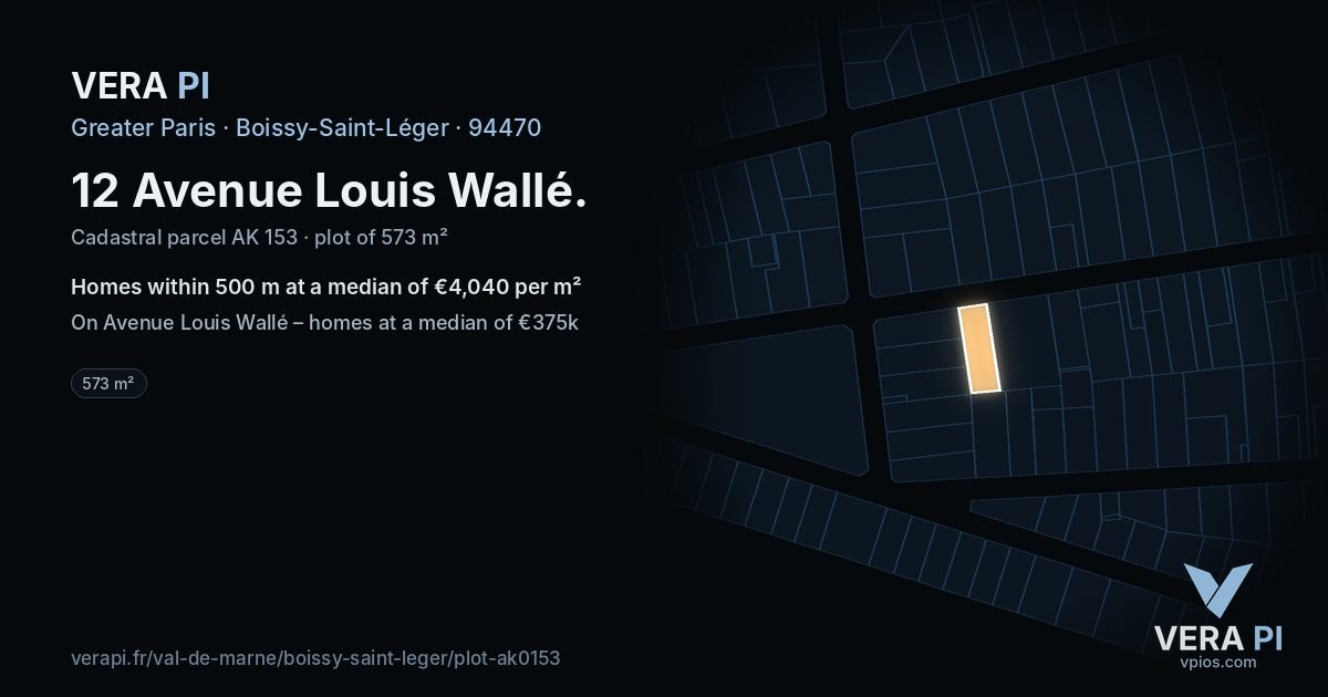 12 Avenue Louis Wallé, Boissy-Saint-Léger at night – the plot lit, the parcels around coloured by the prices near them
