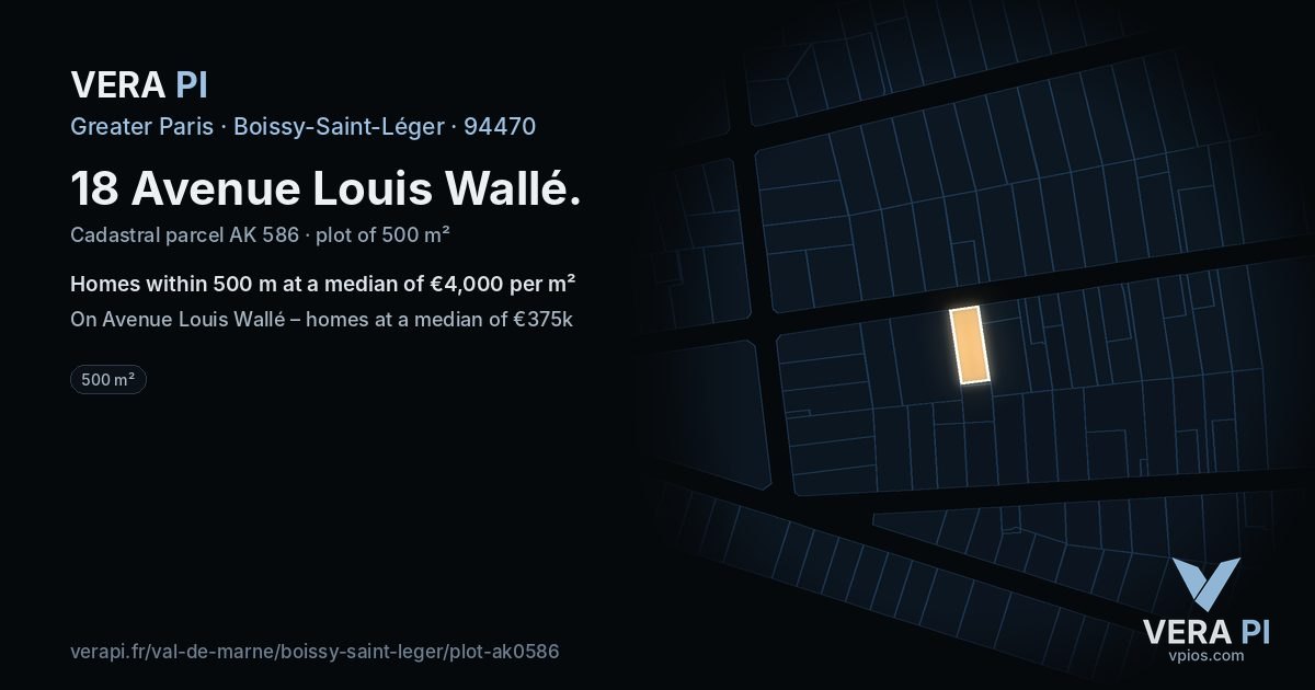 18 Avenue Louis Wallé, Boissy-Saint-Léger at night – the plot lit, the parcels around coloured by the prices near them