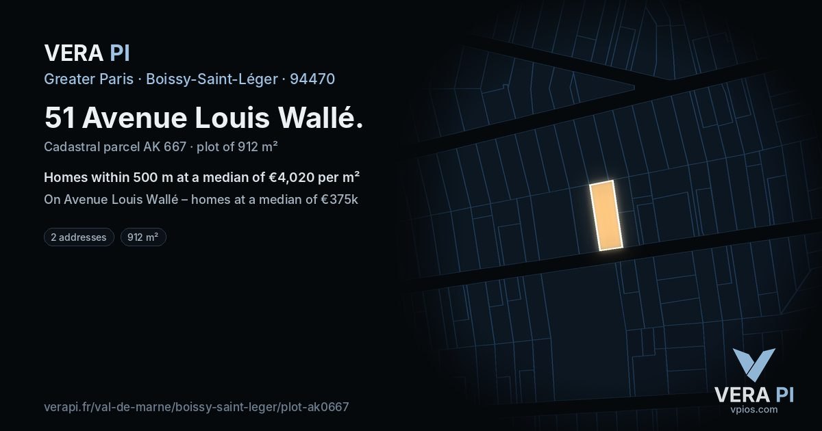51 Avenue Louis Wallé, Boissy-Saint-Léger at night – the plot lit, the parcels around coloured by the prices near them