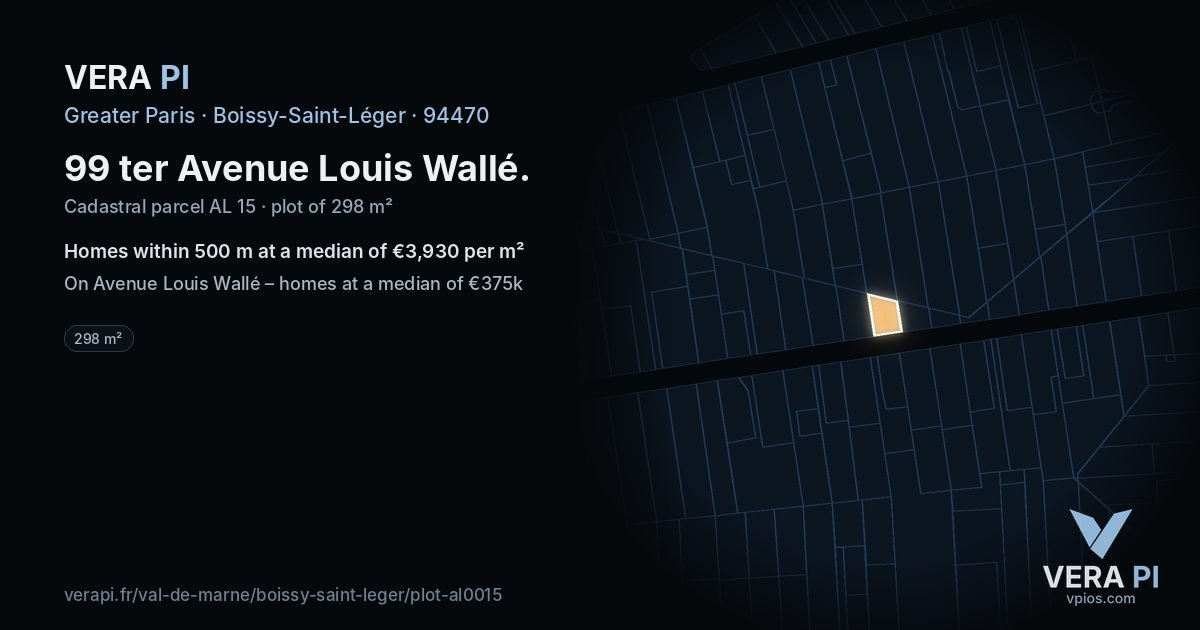99 ter Avenue Louis Wallé, Boissy-Saint-Léger at night – the plot lit, the parcels around coloured by the prices near them