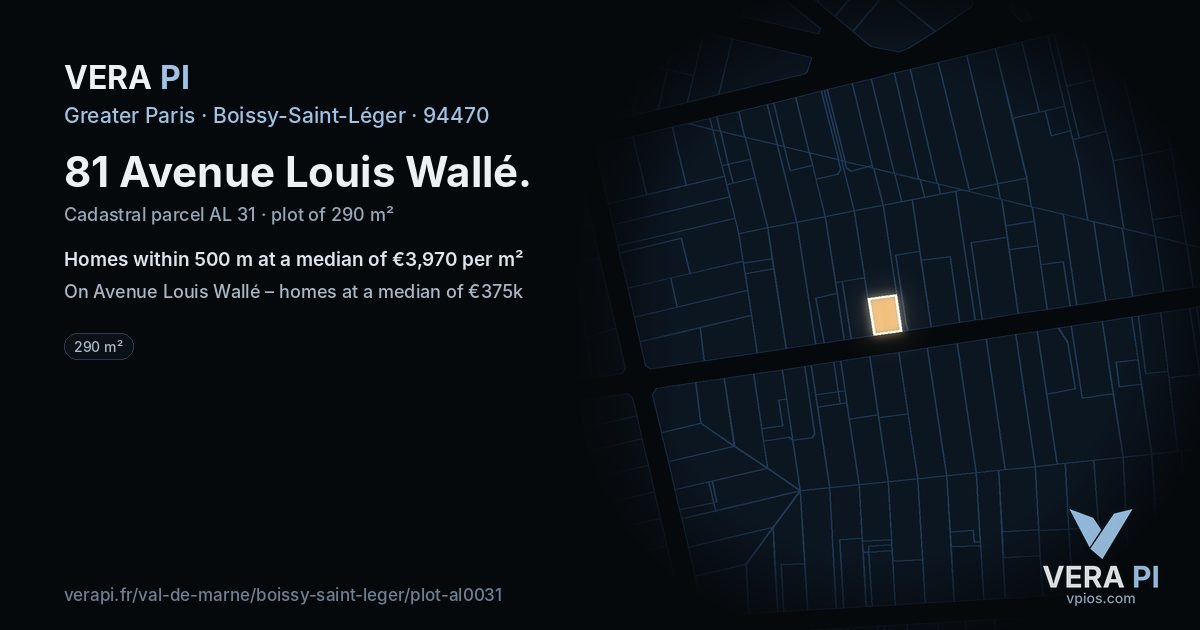 81 Avenue Louis Wallé, Boissy-Saint-Léger at night – the plot lit, the parcels around coloured by the prices near them