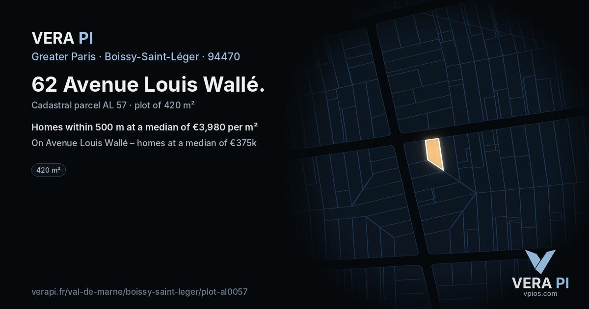 62 Avenue Louis Wallé, Boissy-Saint-Léger at night – the plot lit, the parcels around coloured by the prices near them