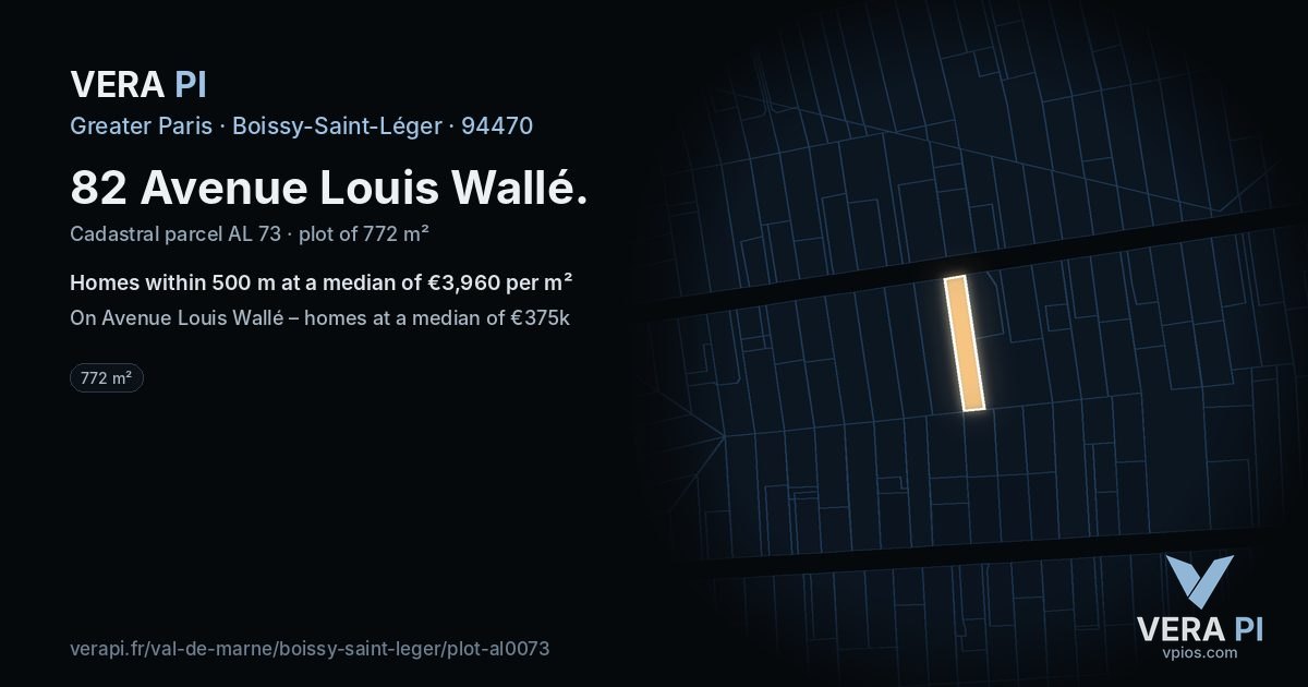 82 Avenue Louis Wallé, Boissy-Saint-Léger at night – the plot lit, the parcels around coloured by the prices near them