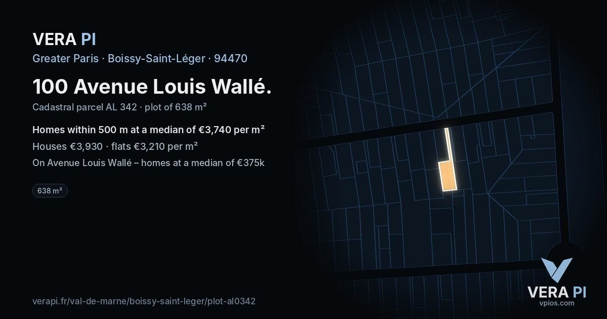 100 Avenue Louis Wallé, Boissy-Saint-Léger at night – the plot lit, the parcels around coloured by the prices near them