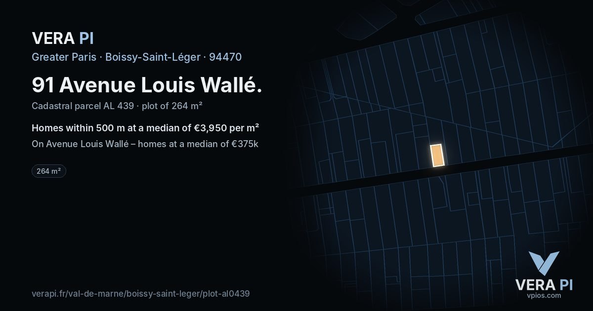 91 Avenue Louis Wallé, Boissy-Saint-Léger at night – the plot lit, the parcels around coloured by the prices near them