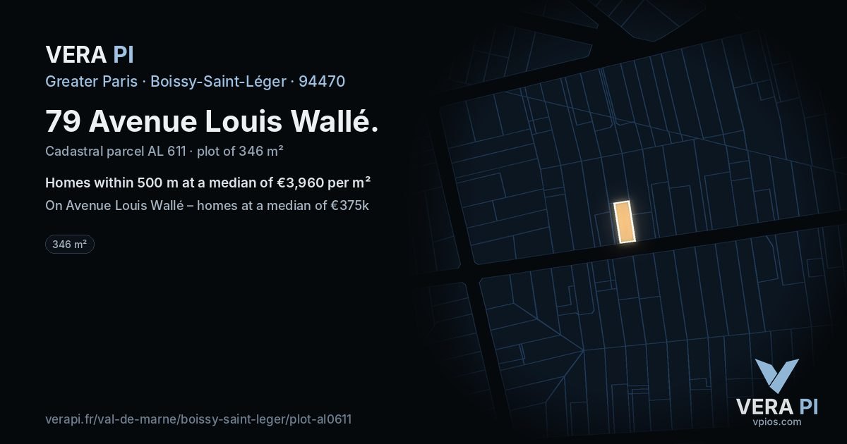 79 Avenue Louis Wallé, Boissy-Saint-Léger at night – the plot lit, the parcels around coloured by the prices near them