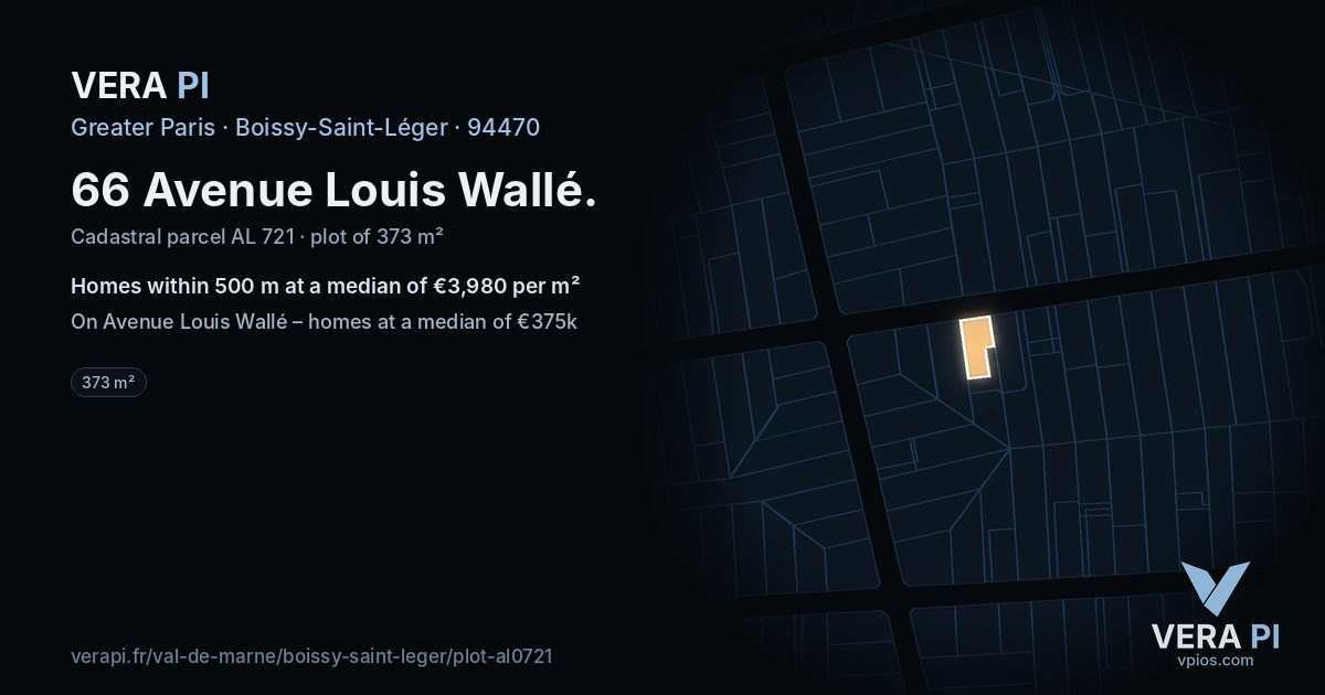 66 Avenue Louis Wallé, Boissy-Saint-Léger at night – the plot lit, the parcels around coloured by the prices near them