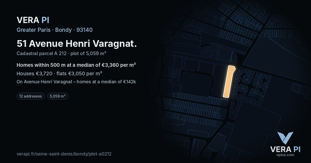 51 Avenue Henri Varagnat, Bondy at night – the plot lit, the parcels around coloured by the prices near them