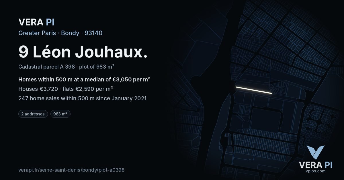 9 Léon Jouhaux, Bondy at night – the plot lit, the parcels around coloured by the prices near them