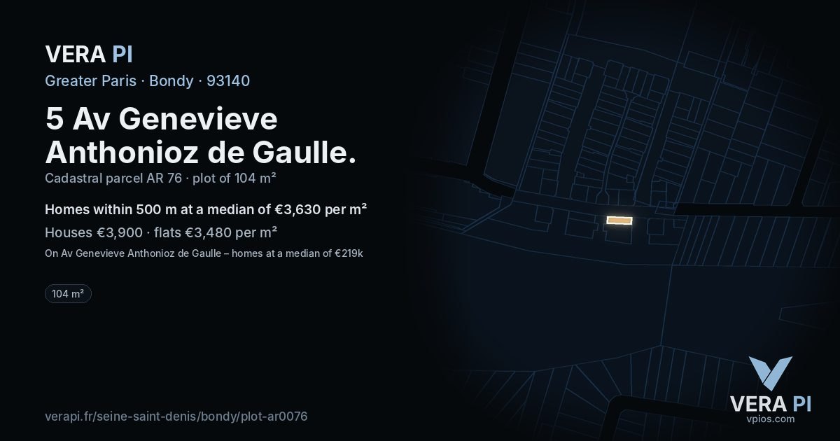 5 Av Genevieve Anthonioz de Gaulle, Bondy at night – the plot lit, the parcels around coloured by the prices near them