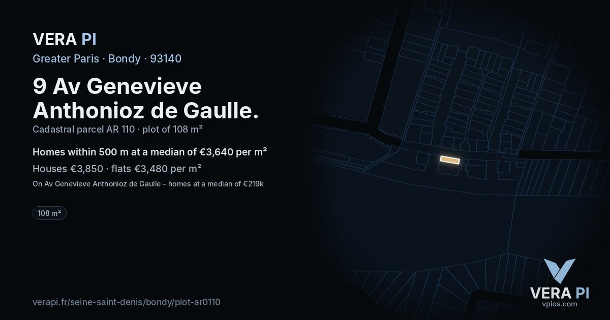 9 Av Genevieve Anthonioz de Gaulle, Bondy at night – the plot lit, the parcels around coloured by the prices near them