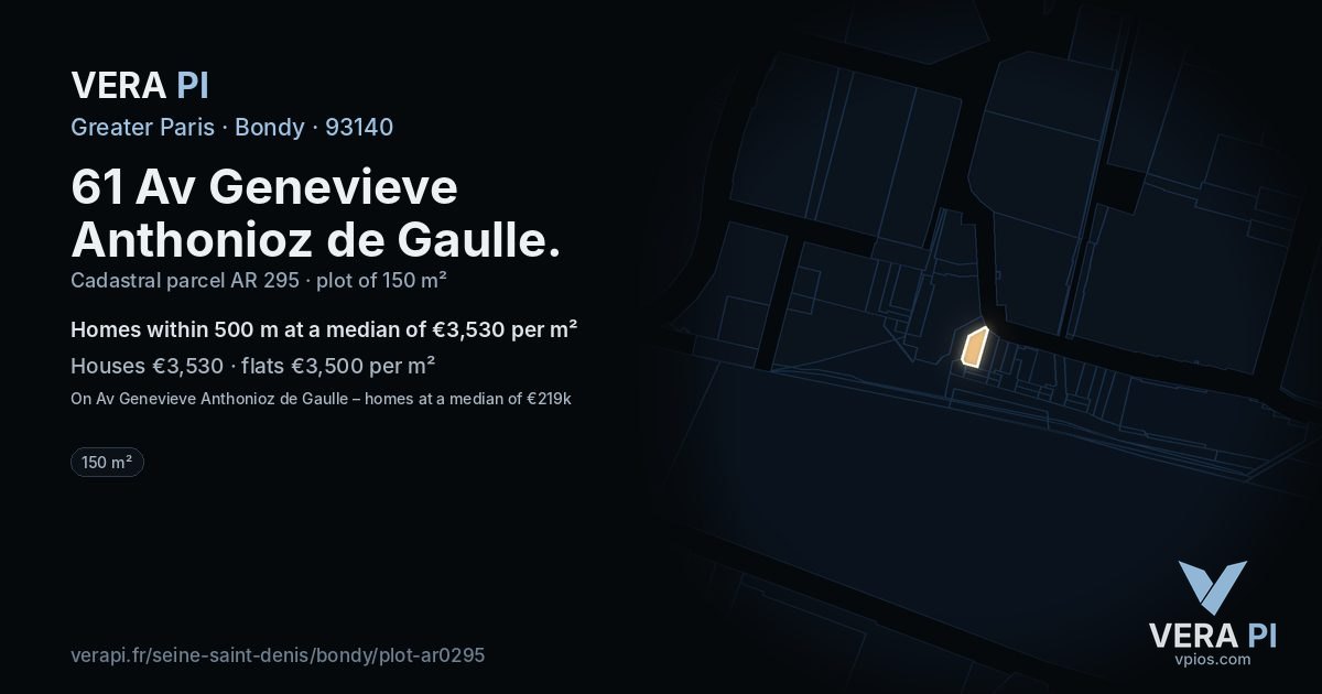 61 Av Genevieve Anthonioz de Gaulle, Bondy at night – the plot lit, the parcels around coloured by the prices near them