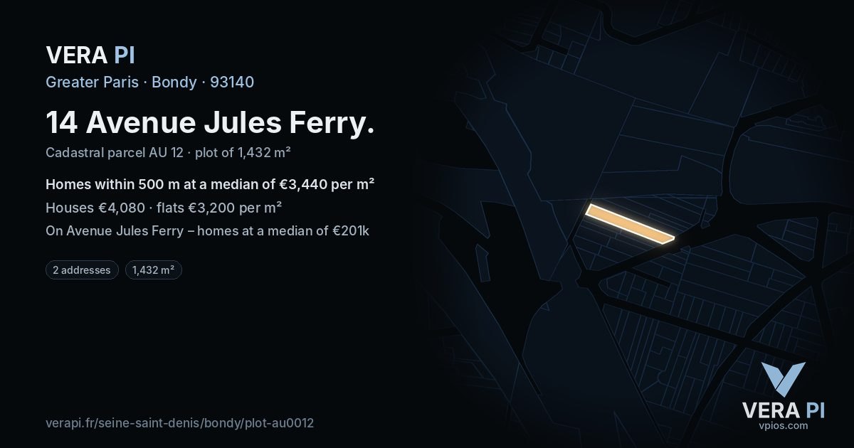 14 Avenue Jules Ferry, Bondy at night – the plot lit, the parcels around coloured by the prices near them