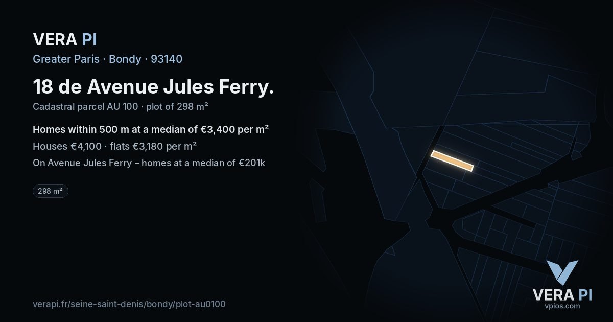18 de Avenue Jules Ferry, Bondy at night – the plot lit, the parcels around coloured by the prices near them