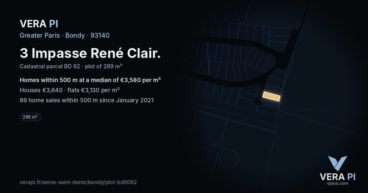 3 Impasse René Clair, Bondy at night – the plot lit, the parcels around coloured by the prices near them