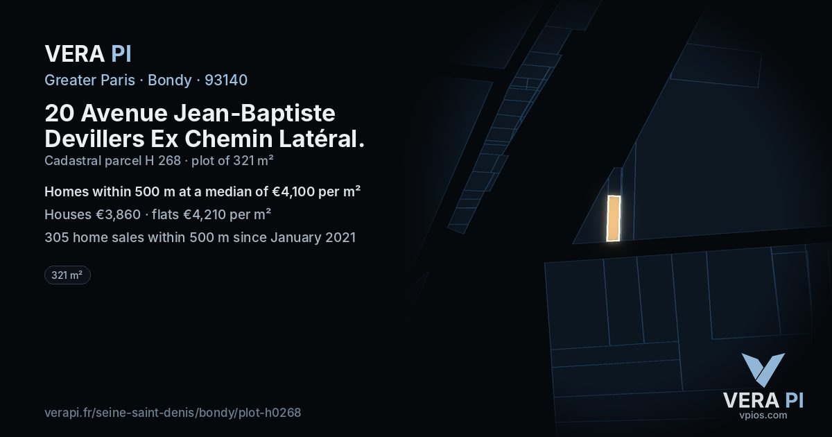 20 Avenue Jean-Baptiste Devillers Ex Chemin Latéral, Bondy at night – the plot lit, the parcels around coloured by the prices near them