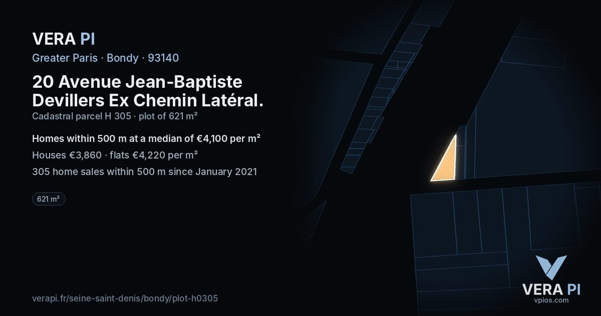 20 Avenue Jean-Baptiste Devillers Ex Chemin Latéral, Bondy at night – the plot lit, the parcels around coloured by the prices near them