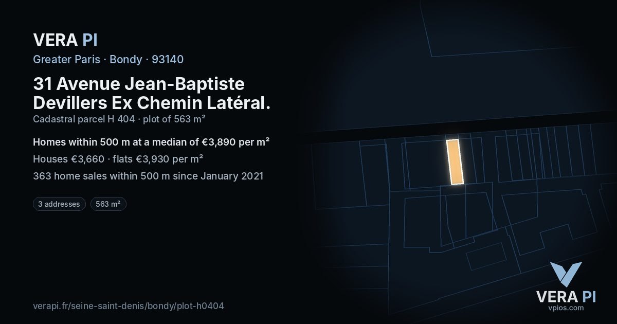31 Avenue Jean-Baptiste Devillers Ex Chemin Latéral, Bondy at night – the plot lit, the parcels around coloured by the prices near them