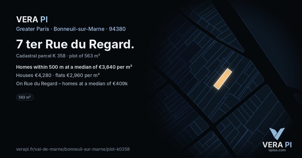 7 ter Rue du Regard, Bonneuil-sur-Marne at night – the plot lit, the parcels around coloured by the prices near them