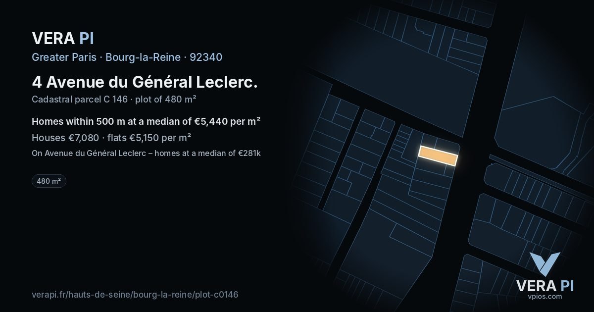 4 Avenue du Général Leclerc, Bourg-la-Reine at night – the plot lit, the parcels around coloured by the prices near them