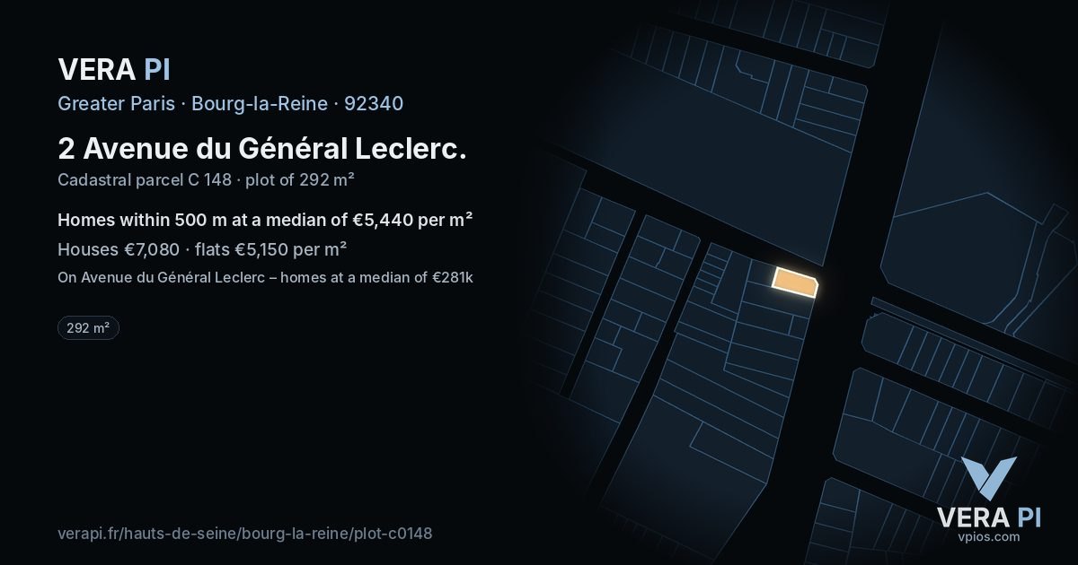 2 Avenue du Général Leclerc, Bourg-la-Reine at night – the plot lit, the parcels around coloured by the prices near them