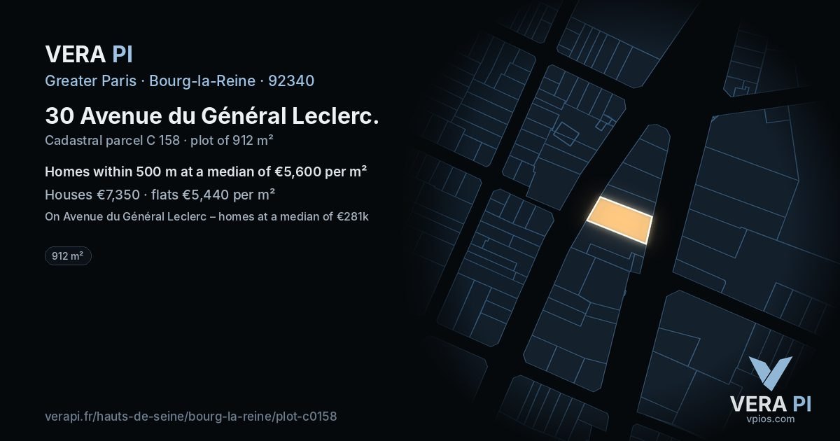 30 Avenue du Général Leclerc, Bourg-la-Reine at night – the plot lit, the parcels around coloured by the prices near them