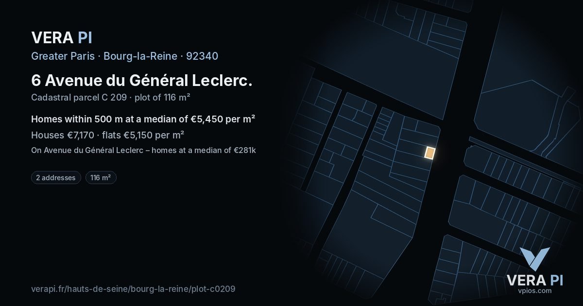6 Avenue du Général Leclerc, Bourg-la-Reine at night – the plot lit, the parcels around coloured by the prices near them