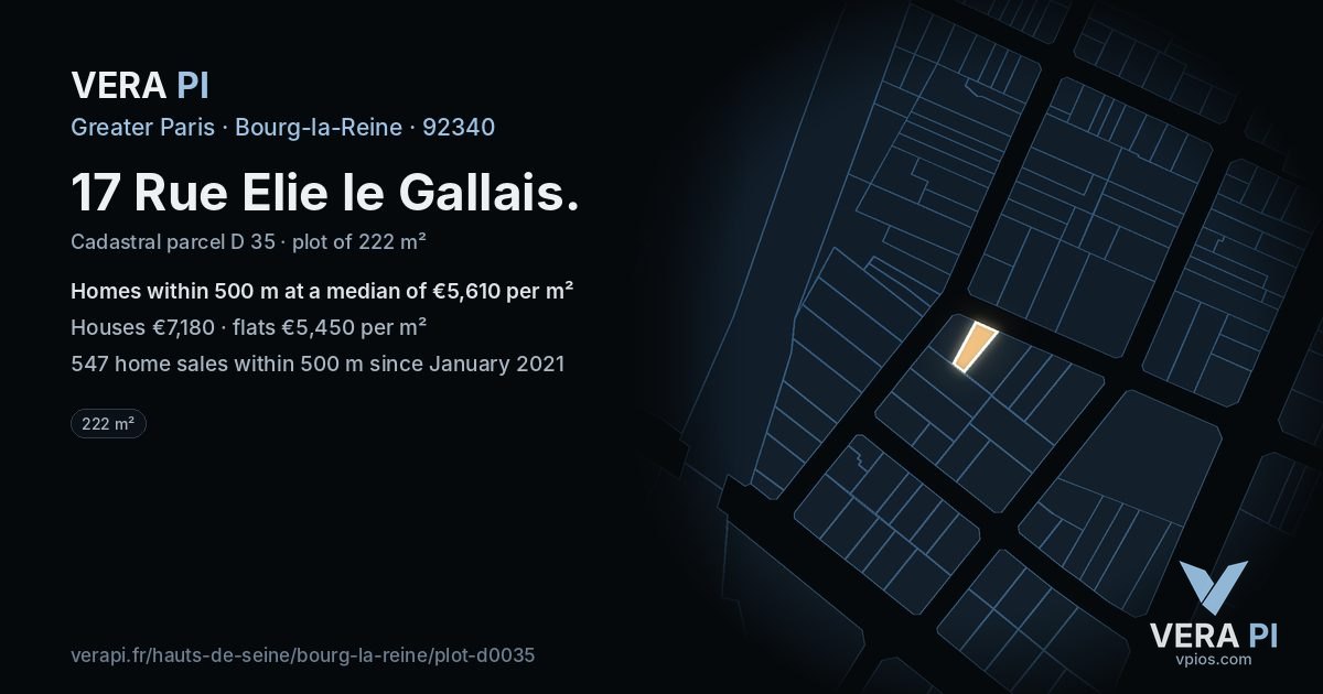 17 Rue Elie le Gallais, Bourg-la-Reine at night – the plot lit, the parcels around coloured by the prices near them