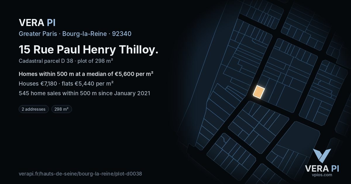 15 Rue Paul Henry Thilloy, Bourg-la-Reine at night – the plot lit, the parcels around coloured by the prices near them