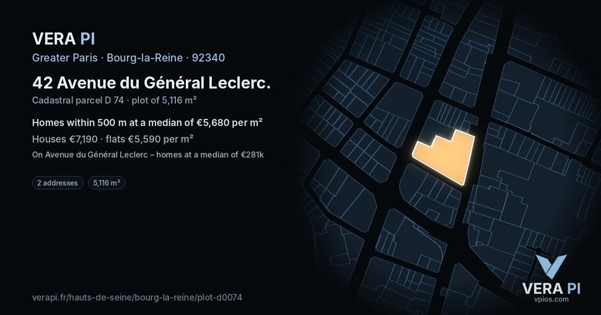 42 Avenue du Général Leclerc, Bourg-la-Reine at night – the plot lit, the parcels around coloured by the prices near them