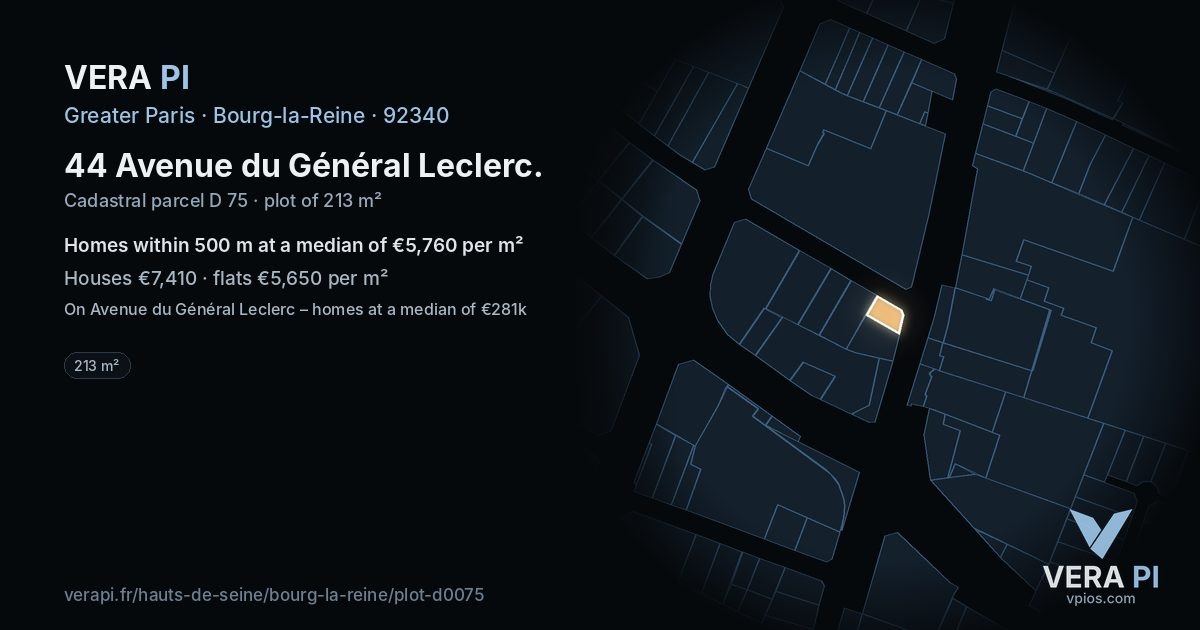 44 Avenue du Général Leclerc, Bourg-la-Reine at night – the plot lit, the parcels around coloured by the prices near them
