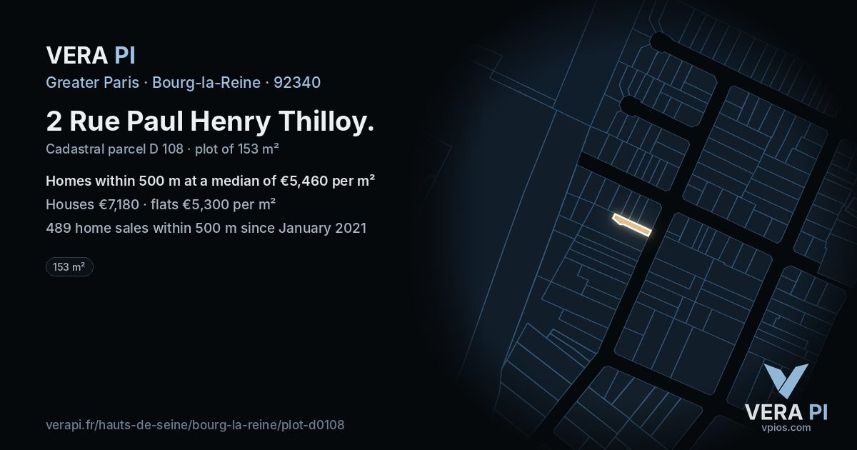 2 Rue Paul Henry Thilloy, Bourg-la-Reine at night – the plot lit, the parcels around coloured by the prices near them