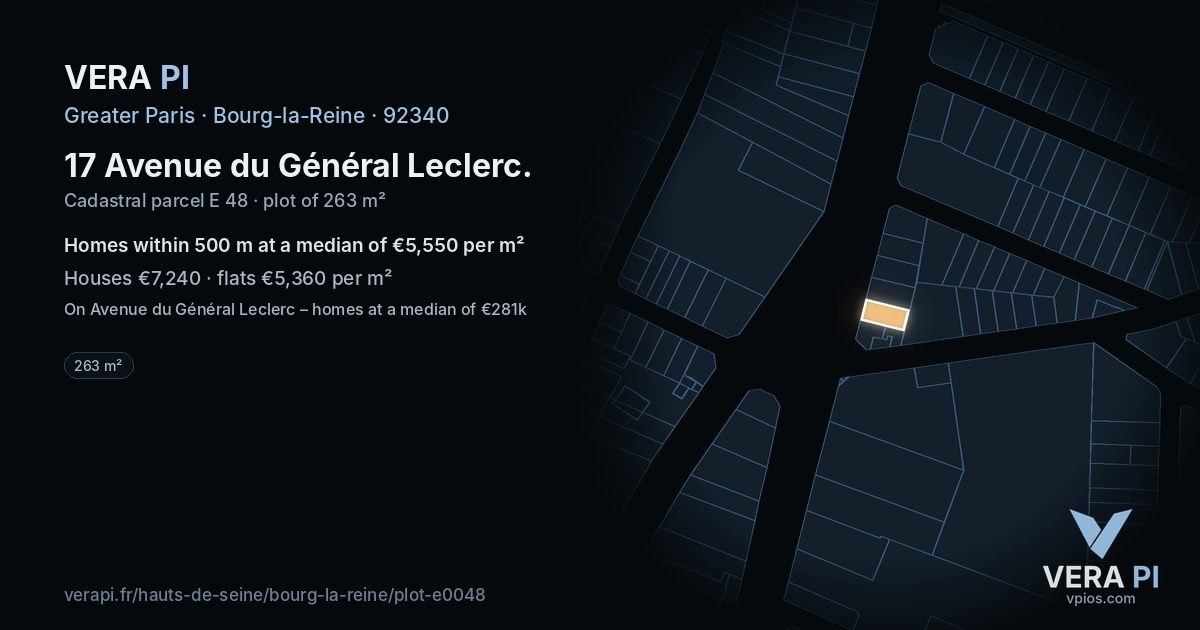 17 Avenue du Général Leclerc, Bourg-la-Reine at night – the plot lit, the parcels around coloured by the prices near them