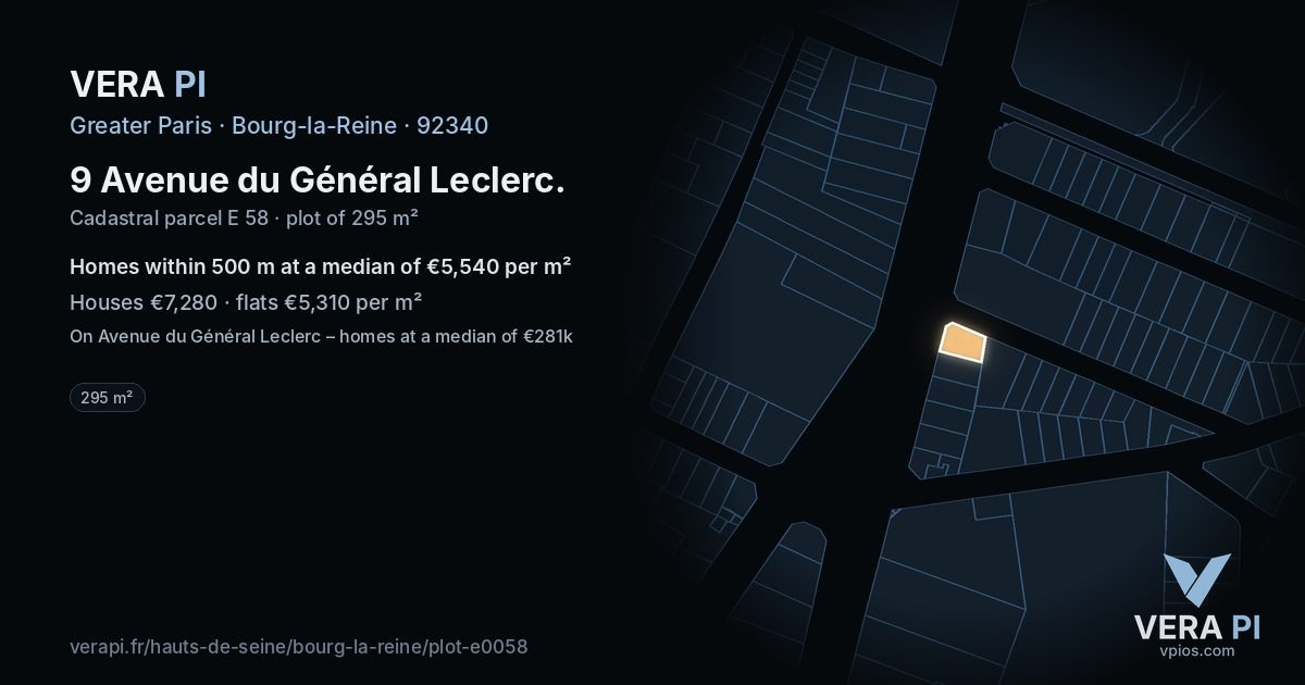9 Avenue du Général Leclerc, Bourg-la-Reine at night – the plot lit, the parcels around coloured by the prices near them