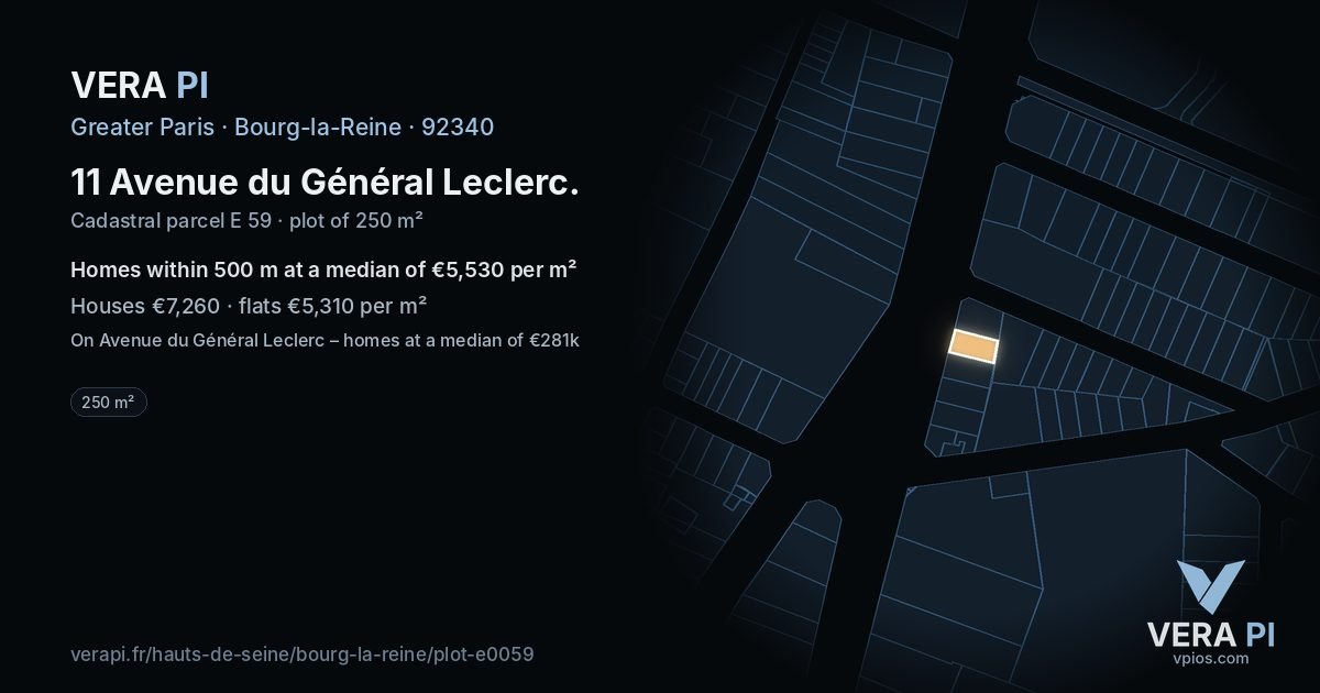 11 Avenue du Général Leclerc, Bourg-la-Reine at night – the plot lit, the parcels around coloured by the prices near them